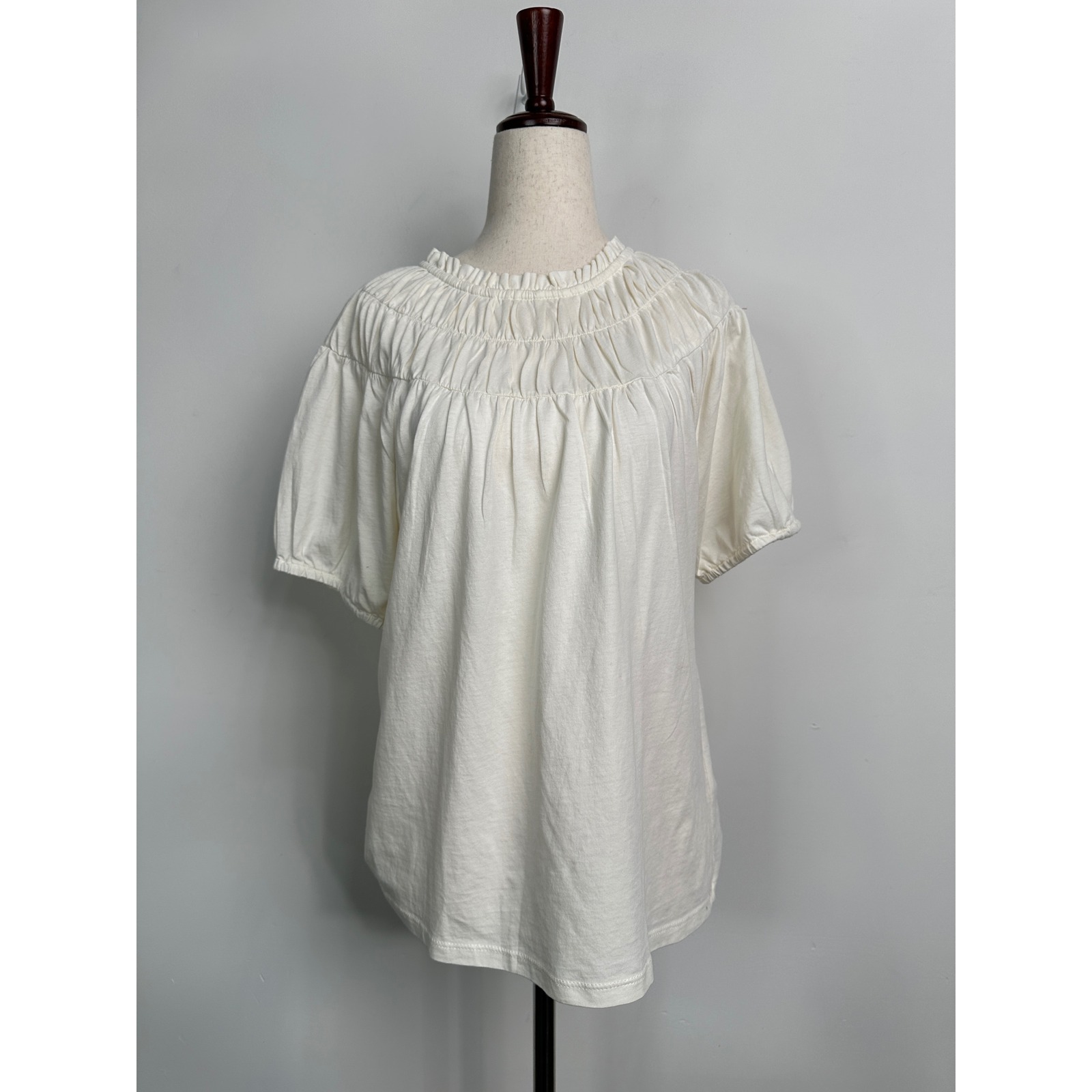 J.Crew 100% Cotton Smocked Short Sleeve Blouse White Size S