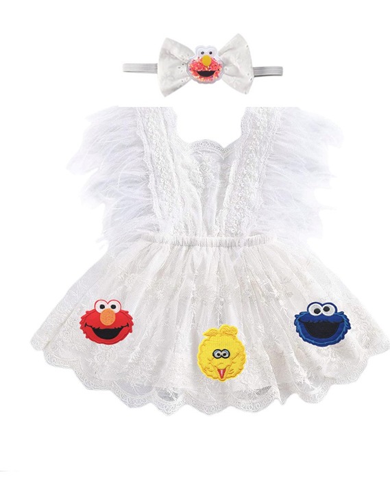 9-12 Elmo Dress First Birthday Outfit Sesame Street clothes Abby Cookie Monster