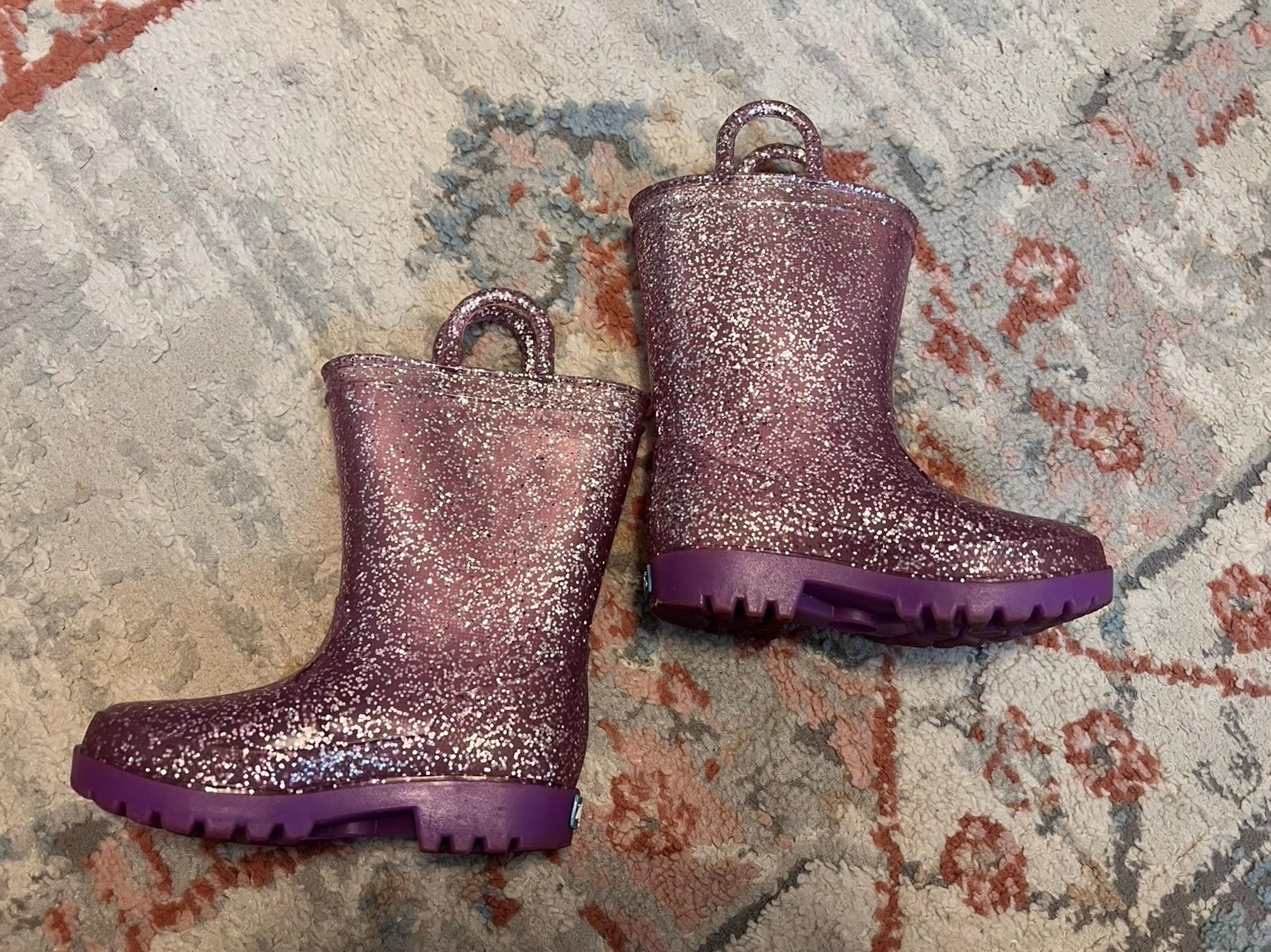 Purple sparkle rain boots Zoogs Brand Size 7C