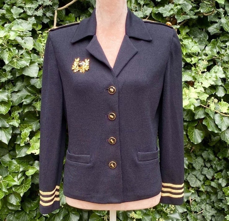 ST. JOHN Knit Black Jacket With Gold Trim