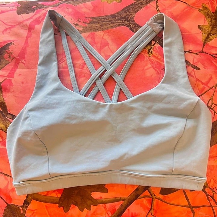 lululemon energy sports bra cross back light crater blue