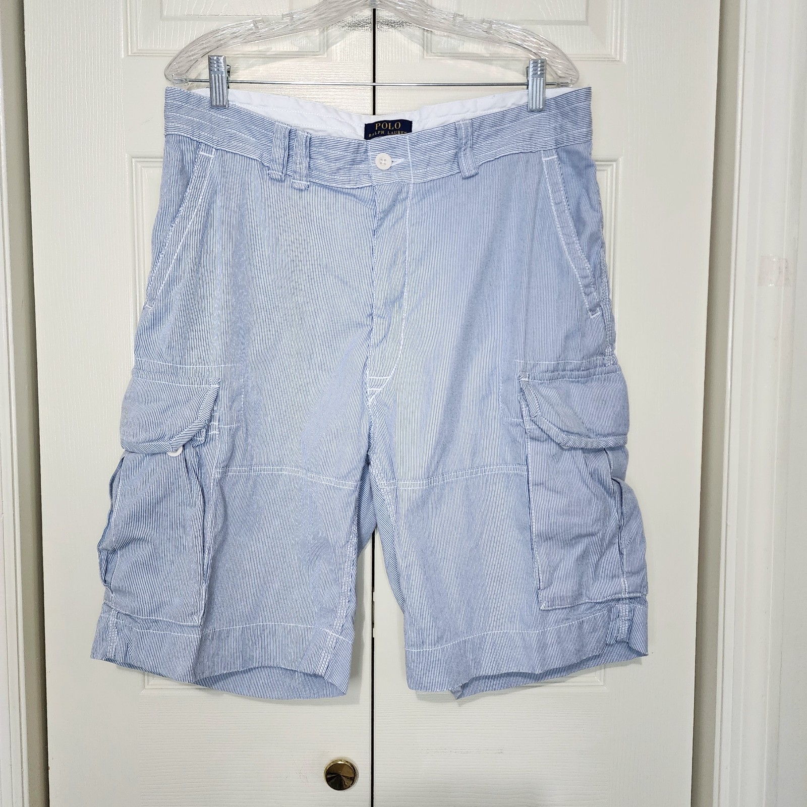 Poli Ralph Lauren Striped Cargo Shorts Sz 36 Tall