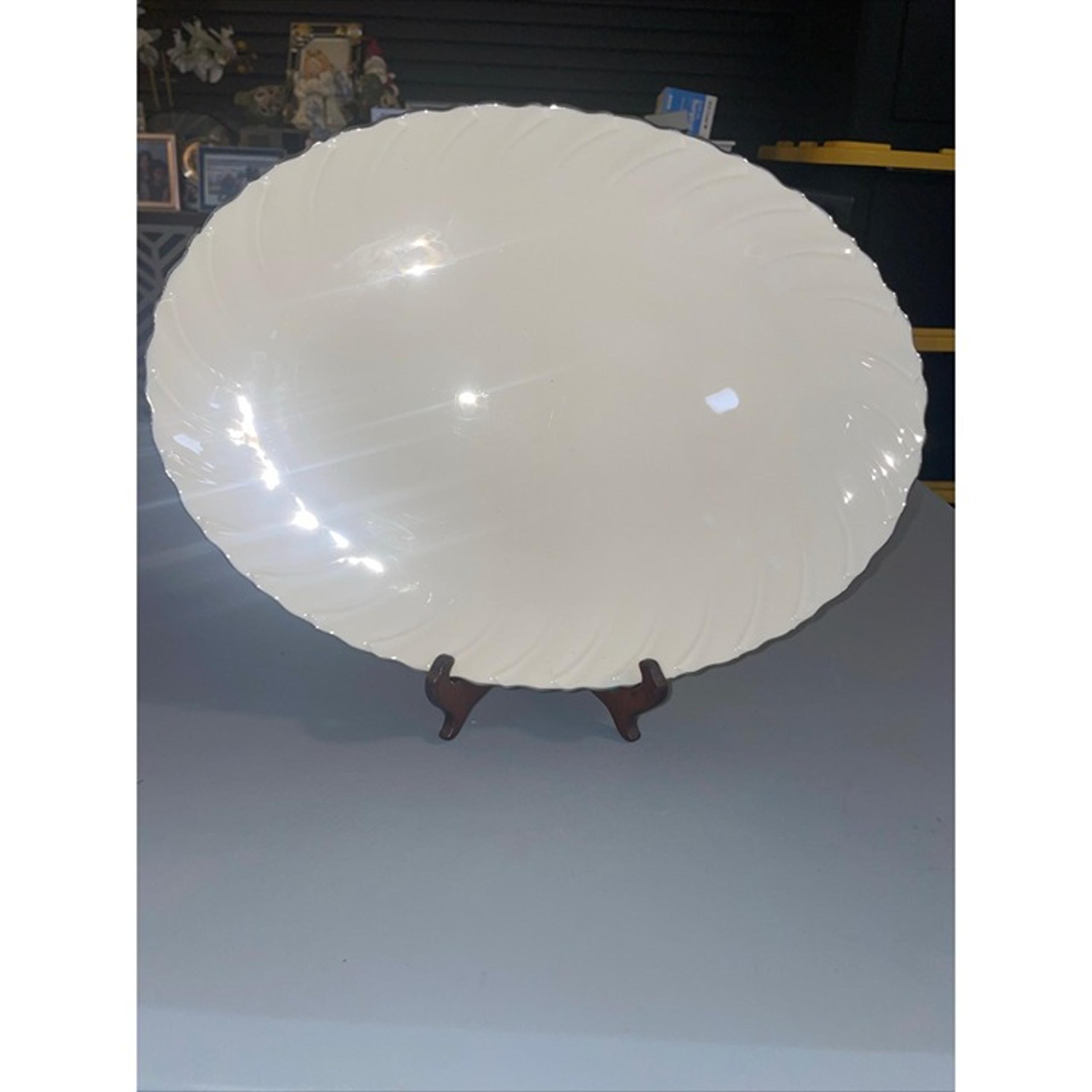 Lenox Weatherly China Large Oval Platter Cream Ivory Swirl Platinum Vintage 13.5