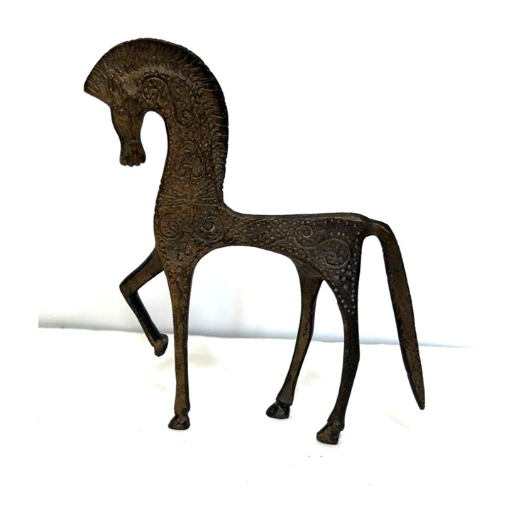 Vintage Bronze Patina Etruscan Horse Minimalist Mid Century Modern MCM