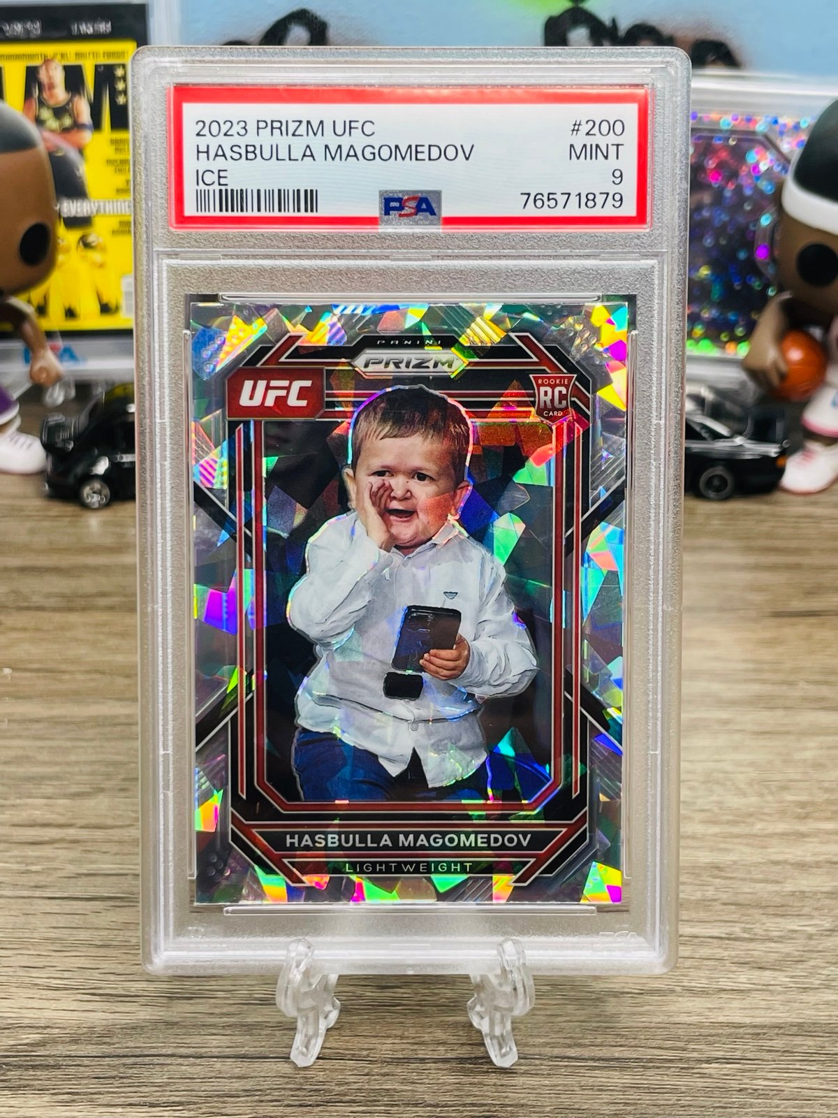 2023 Prizm UFC Hasbulla Magomedov Ice Prizm #200 Mint PSA 9