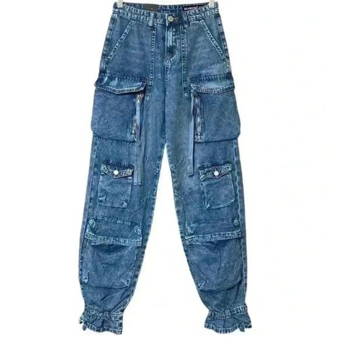 BLANKNYC Fingers Crossed Pant Women’s 24 Blue Cargo Streetwear Hip Hop Y2K NWT