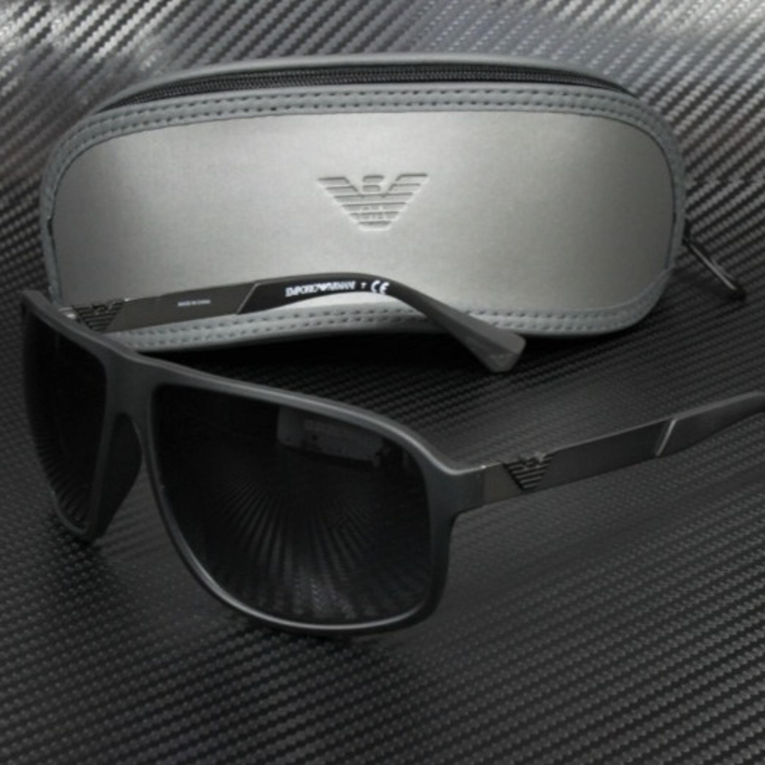 Emporio Armani Men's Rubber Black and Grey 64mm Sunglasses!