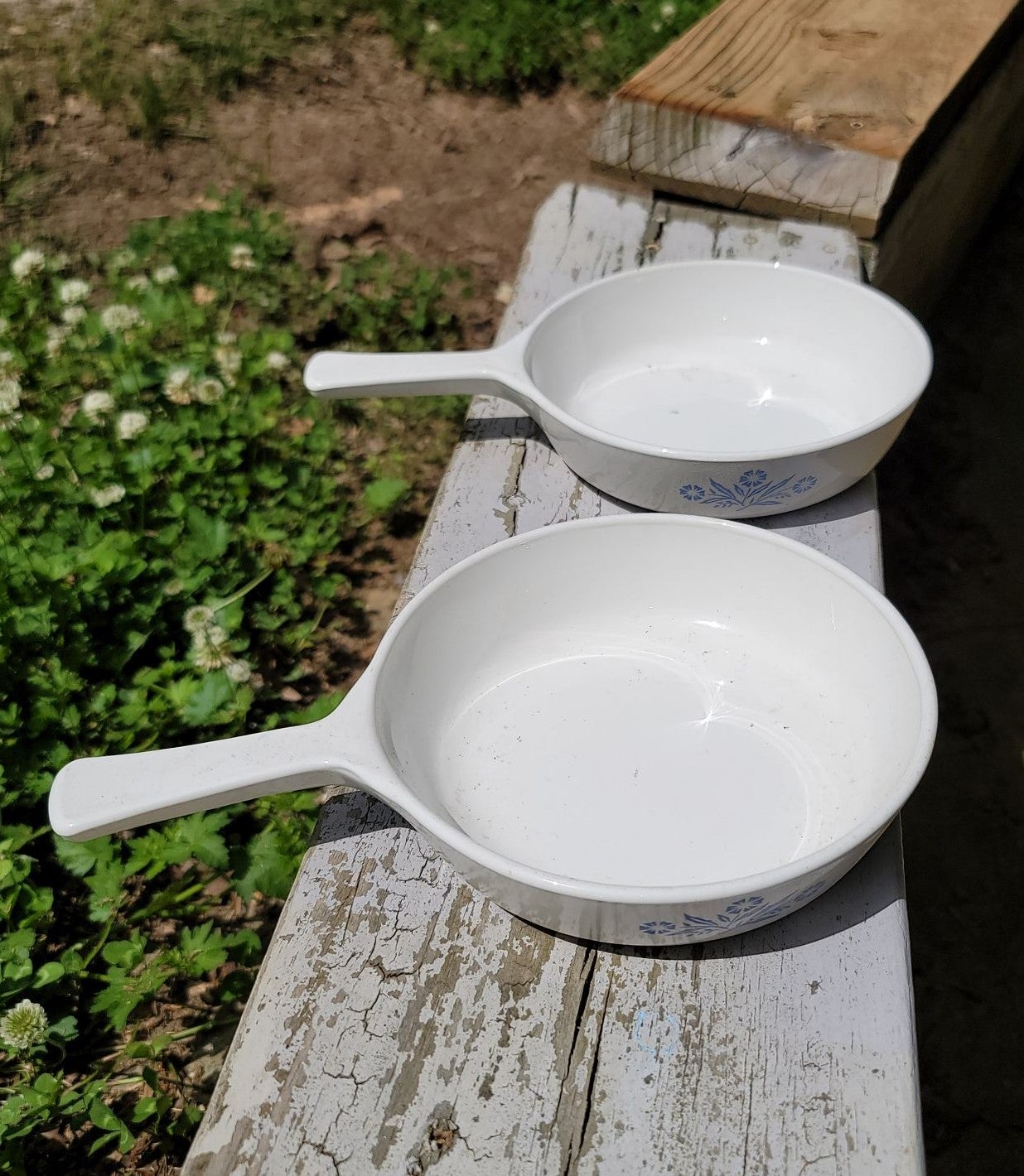 Corning Ware Blue White Cornflower P-83-B Skillet Pan Dish 6 1/2 Inch set 2