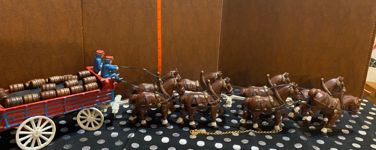 Vtg. Cast Iron Budweiser Clydesdale Disp