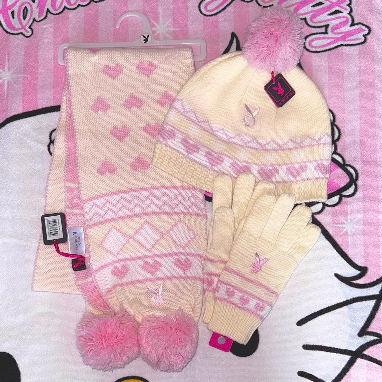 Playboy Winter Hat + Gloves + Scarf Set