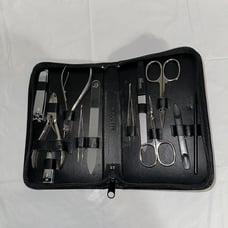 Manicure & Pedicure 12-Piece Grooming Set With Black Faux Leather Case