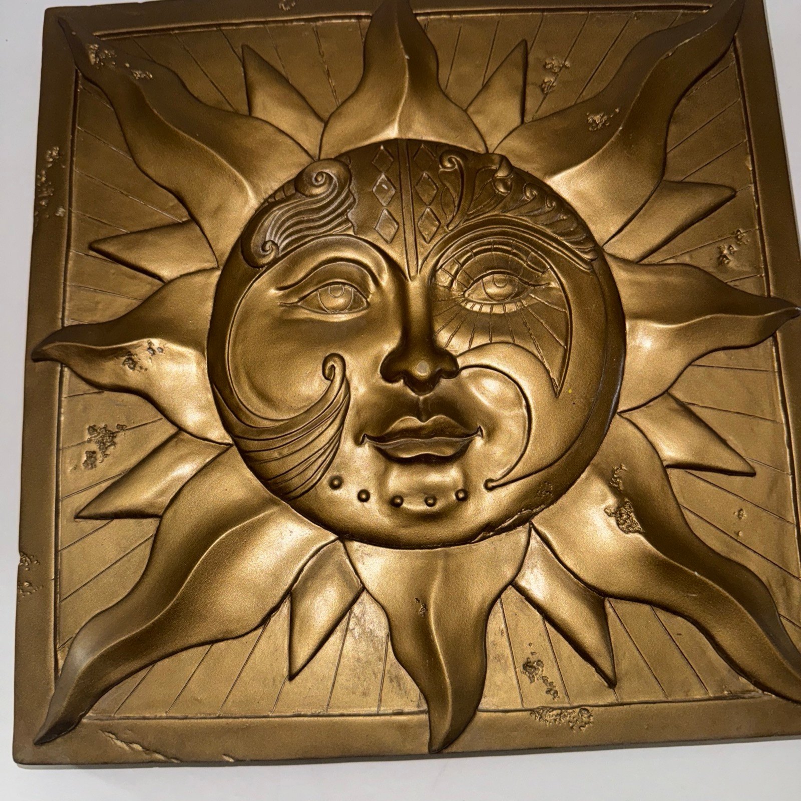 Vintage Celestrisl sun face wall picture made of resin