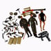 Hasboro 2000 3 GI Joe dolls & large lot of military accessories, helmets, gear