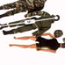 Hasboro 2000 3 GI Joe dolls & large lot of military accessories, helmets, gear