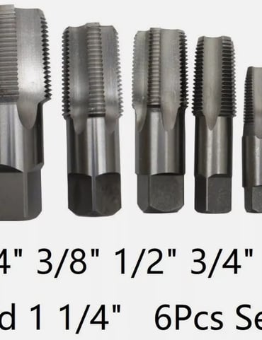 NEW 6 Piece NPT Taper Pipe Tap Set 1/4 3/8 1/2 3/4 1 and 1 1/4 Full Set