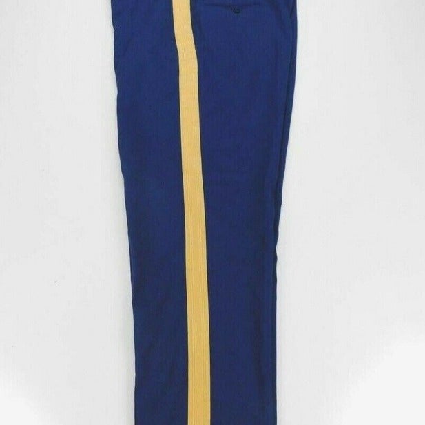 sz28/SHORT 28 WAIST 25 INSEAM ASU SUSPENDER DRESS BLUE PANTS w/GOLD BRAID