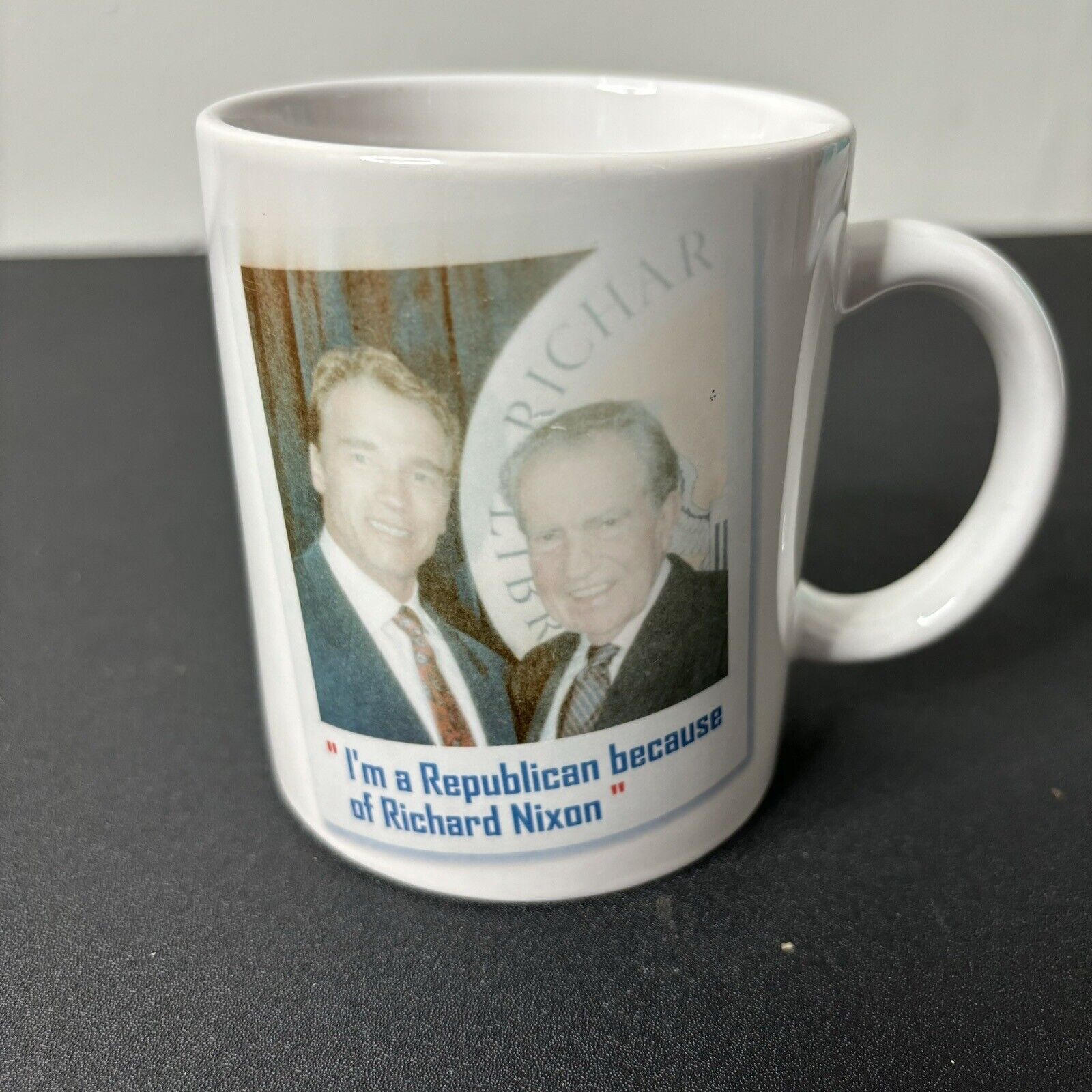 Arnold Schwarzenegger w/Nixon - I'm a Republican because of Richard Nixon Mug