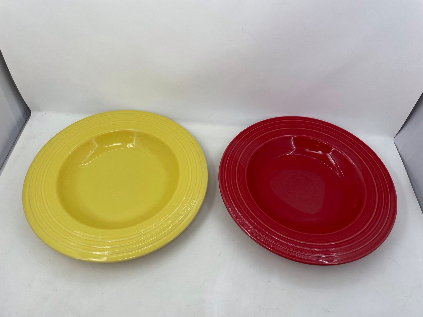 2 Homer Laughlin Fiesta Ware 12 Deep Dish Pasta Bowl Yellow And Red Soup. No