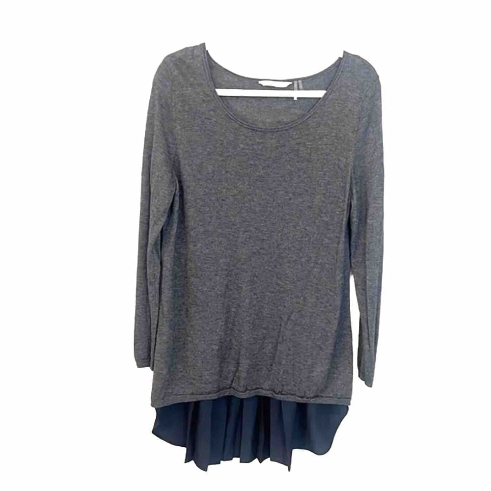 Soft Surroundings Alpaca Blend Sweater with Semi Sheer Pleased Back Large Navy