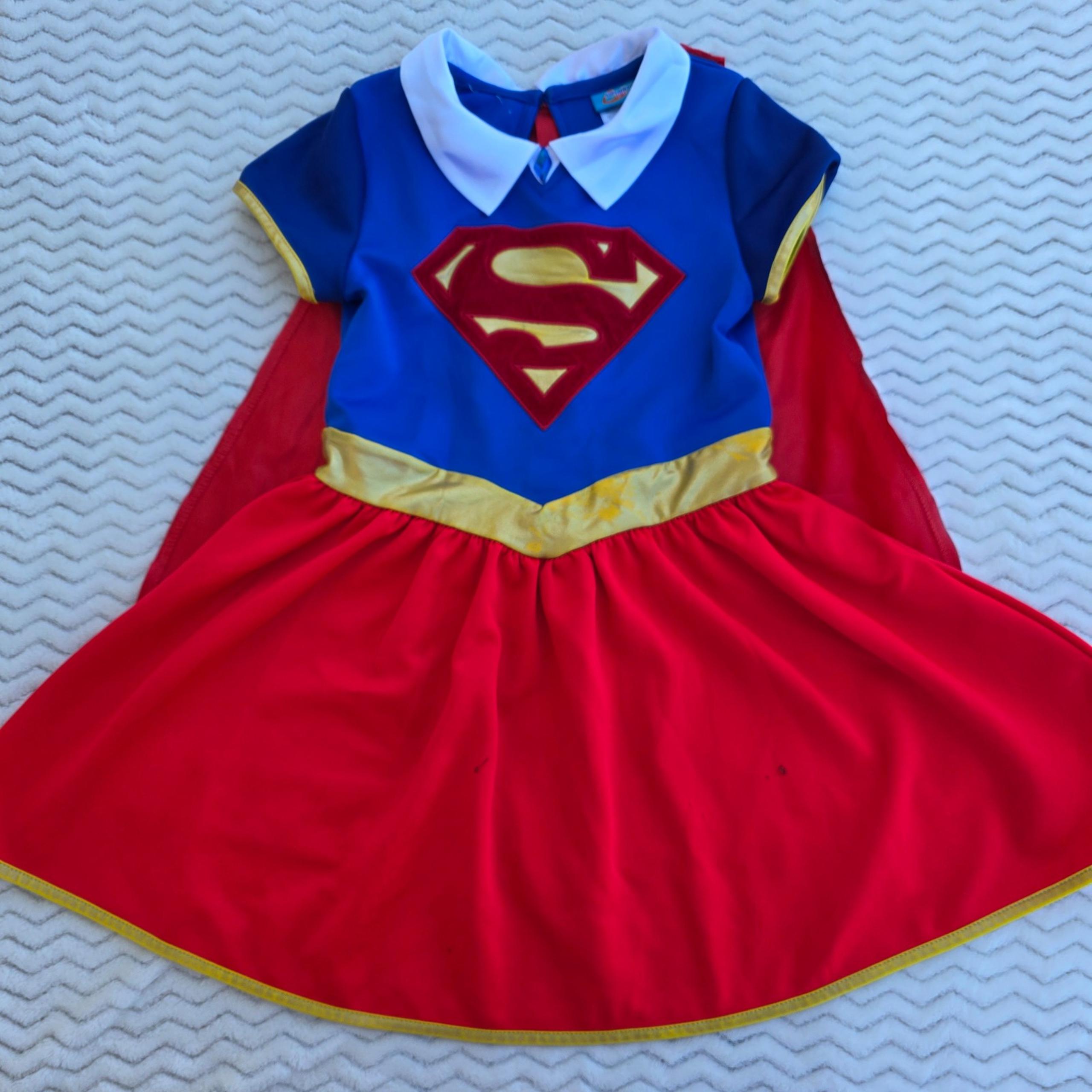 DC Superhero Girls size M (Medium 7-8) Supergirl Costume Dress with Cape