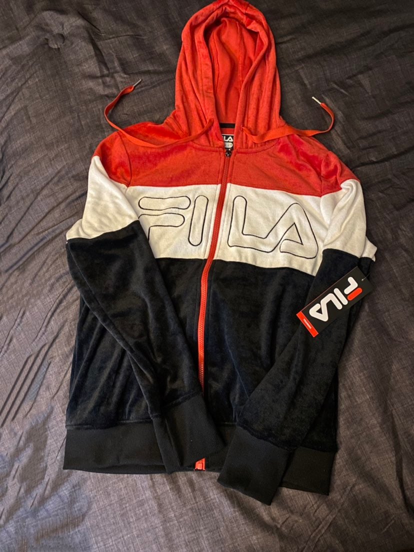 fila vintage velour track suit sweater
