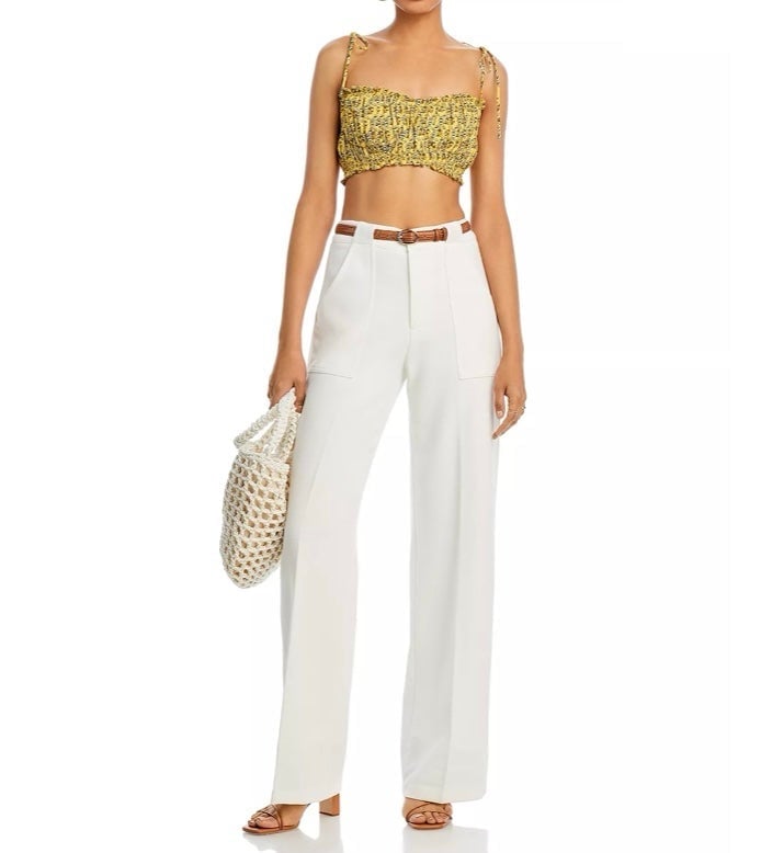 NWT Lucy Paris Diana wide leg pants white women XS waist 28”