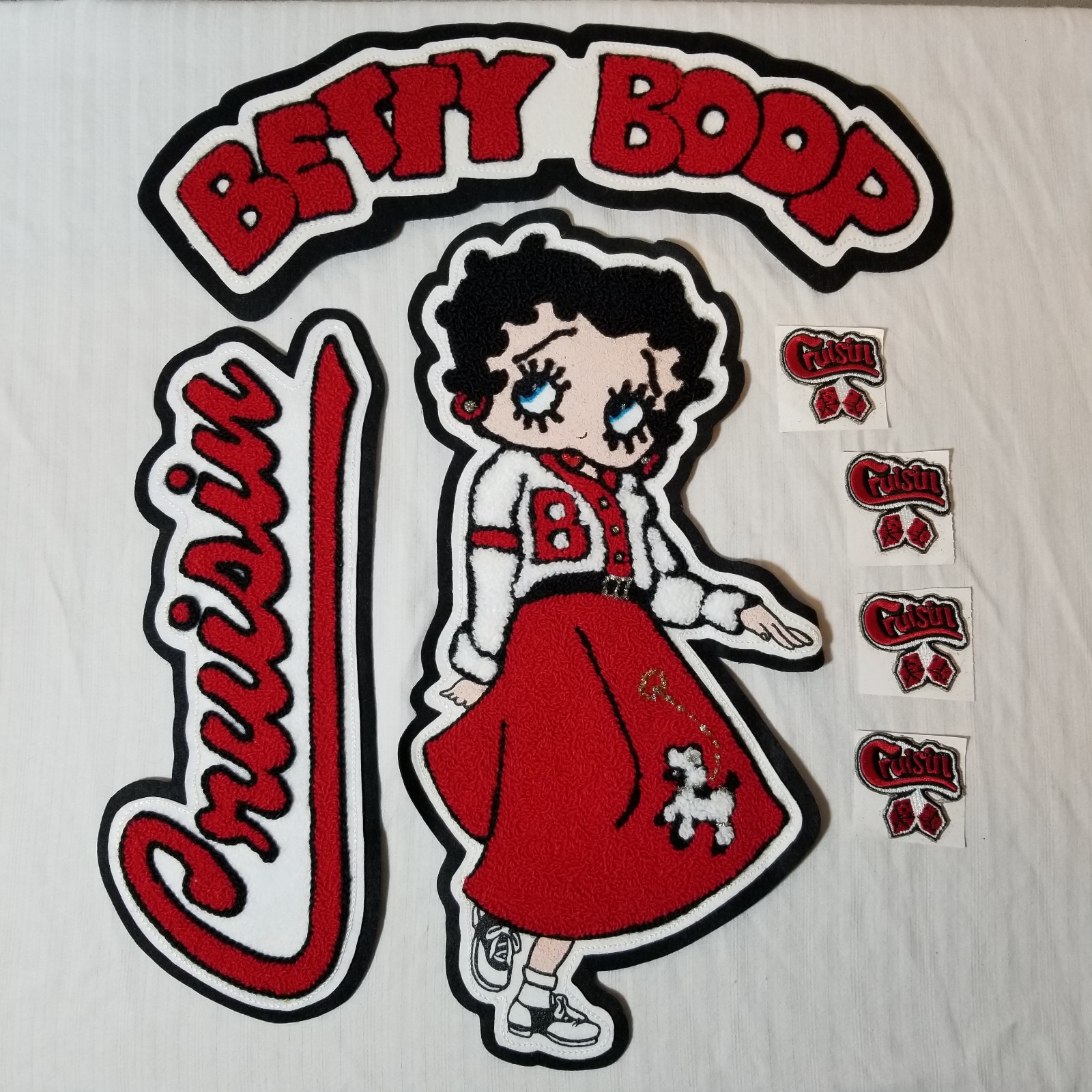 Betty Boop 7 Piece Set Chain Stitch Patch Embroidered Chenille Emblems 4 Jacket