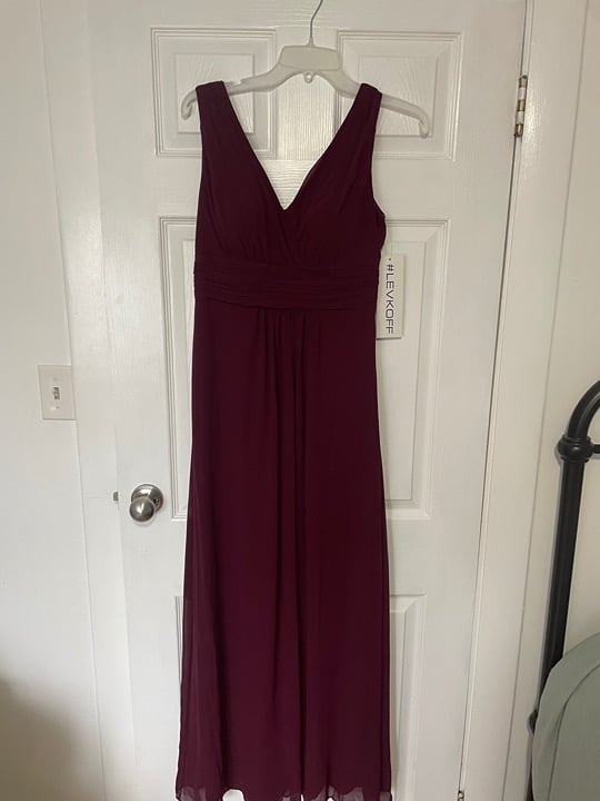 Levkoff Burgundy Bridesmaid Dress