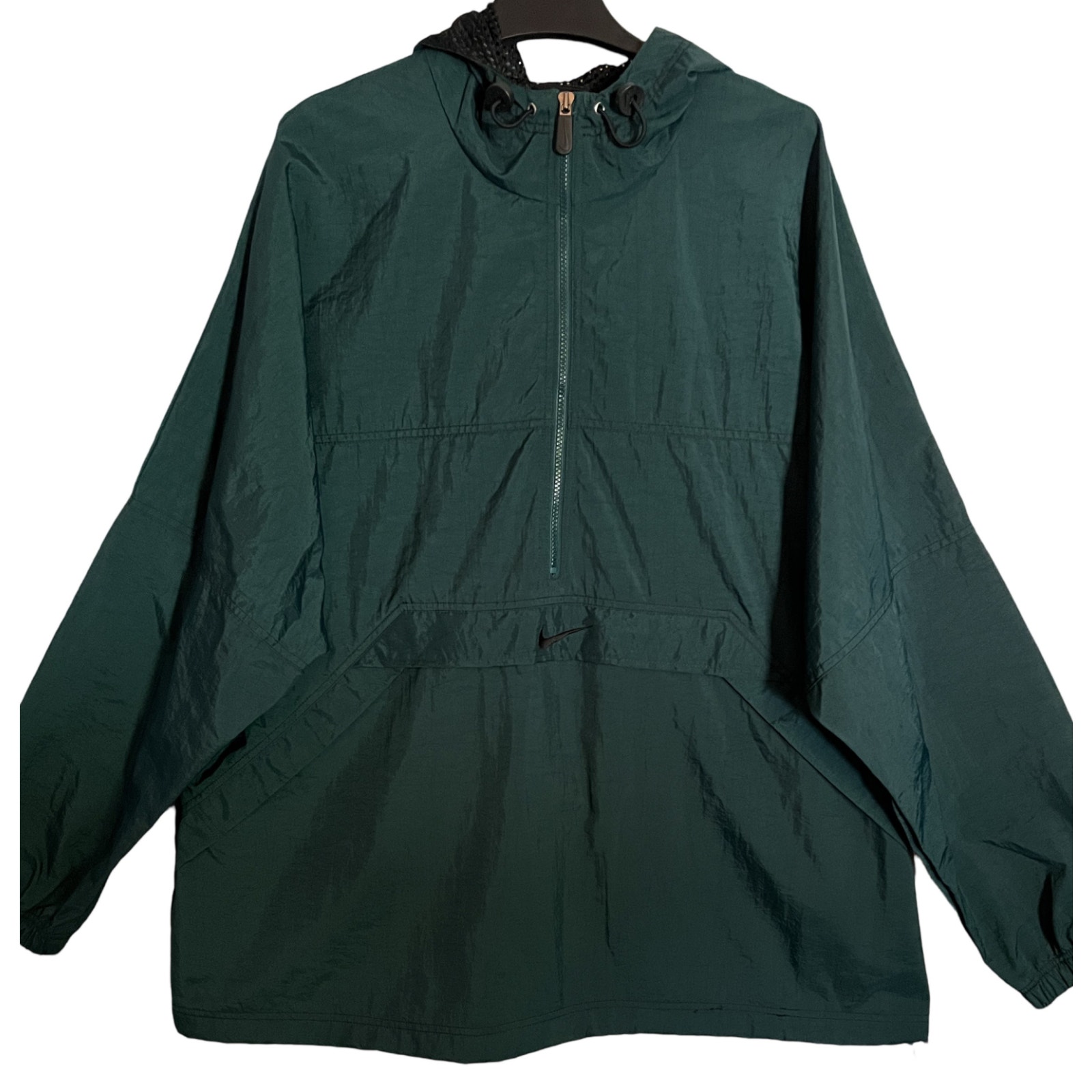 Nike Hoodie Top Mens Size XL Green Pullover Long Sleeve Pockets Hood 1/2 Zip