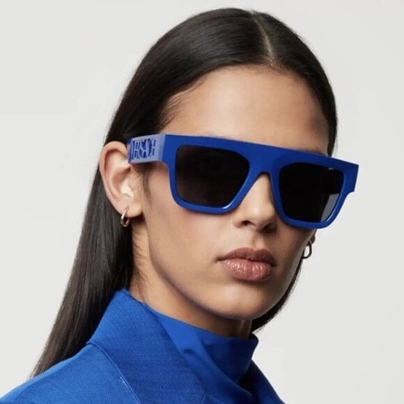 New Versace VE4430U 529487 Sunglasses - Bluette Frame, Dark Grey Lenses
