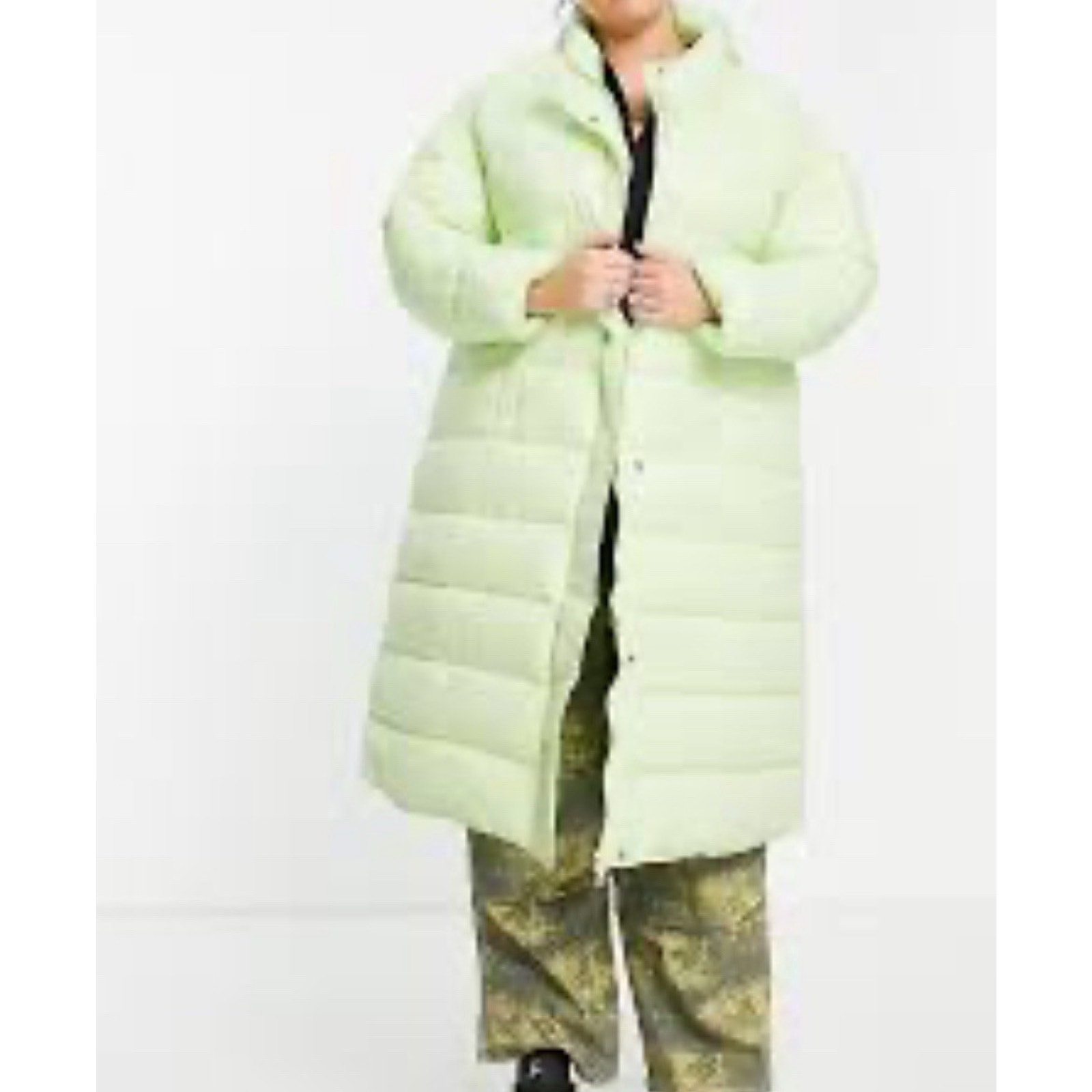 NATIVE YOUTH Oversized Lime-Yellow Quilted Puffer Jacket Size XL