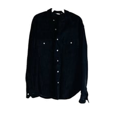 Vintage 90s Mens Medium Black Suede Leather Button Front Shirt USA Western