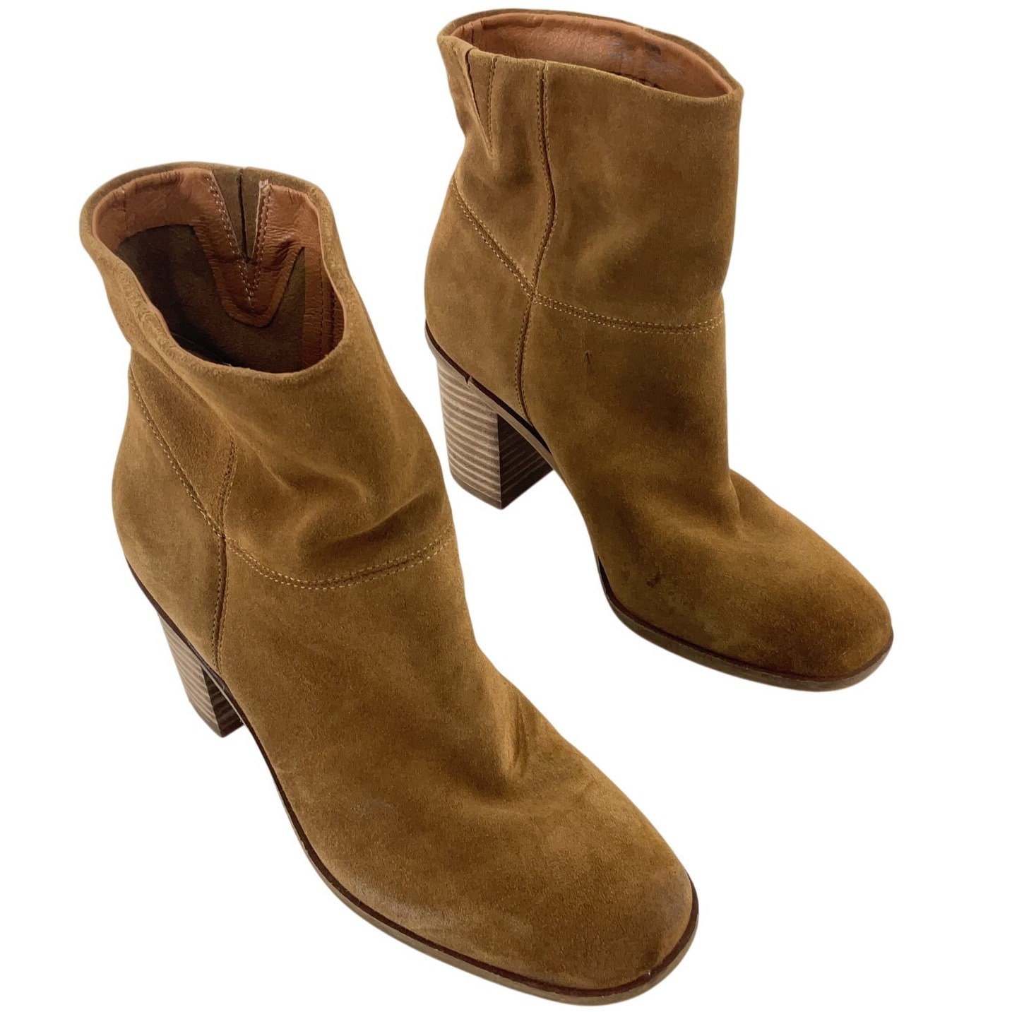 Lucky Brand Brown Suede Heeled Ankle Booties Women’s Size 7.5 Preowned