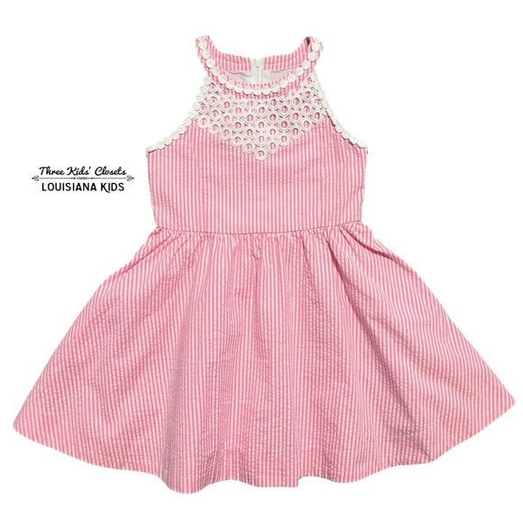 Lilly Pulitzer 5Y Kinsley Dress Pink Cosmo Seersucker Stripe