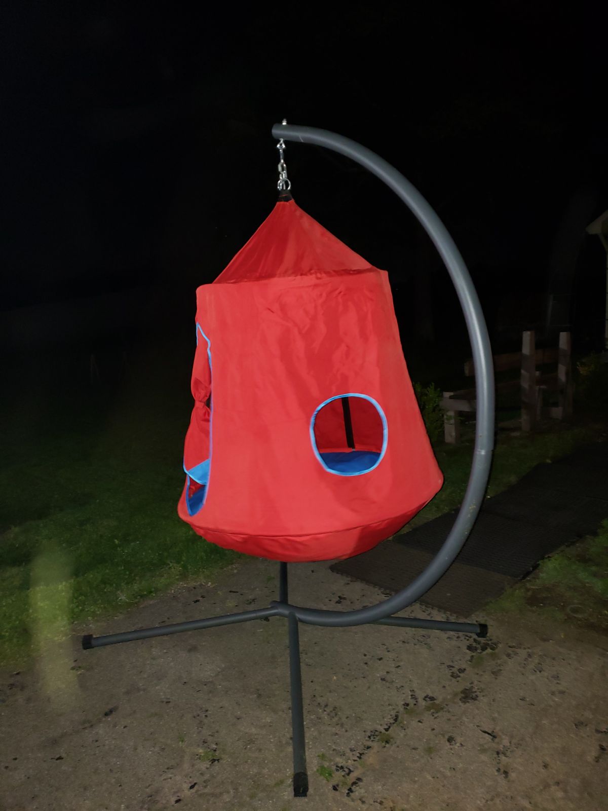 Red swinging baby tent playhouse with st