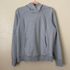 Lululemon Hoodie Womens Size 6 Blue Scuba Pullover Hooded Pockets Cotton Terry