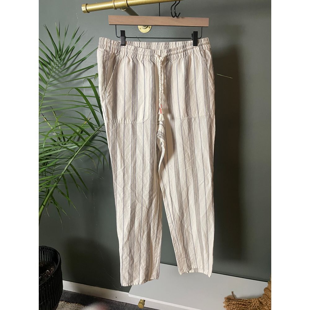 J Jill Love Linen Striped Wide Leg Beach Summer Casual Trouser Size S