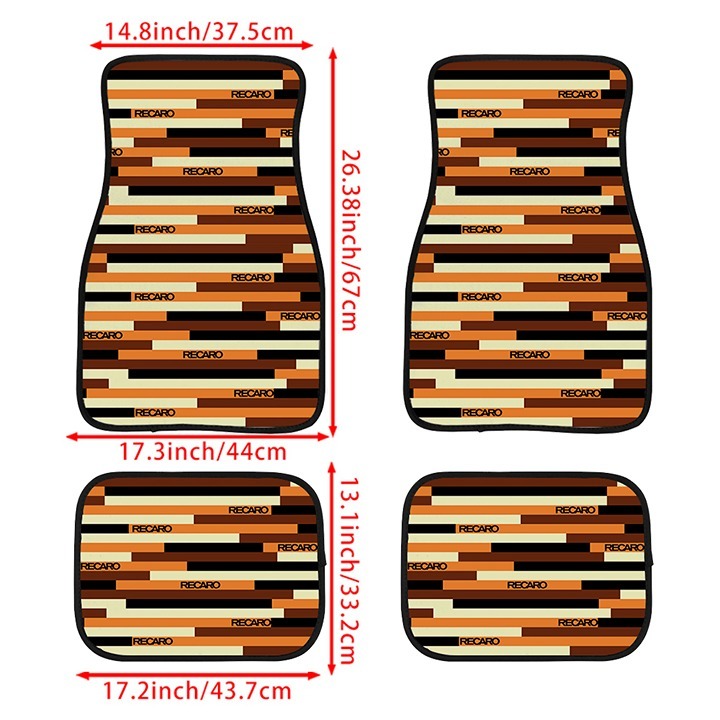 BRAND NEW 4PCS Universal JDM RECARO Racing Fabric Car Floormats Interior Carpets