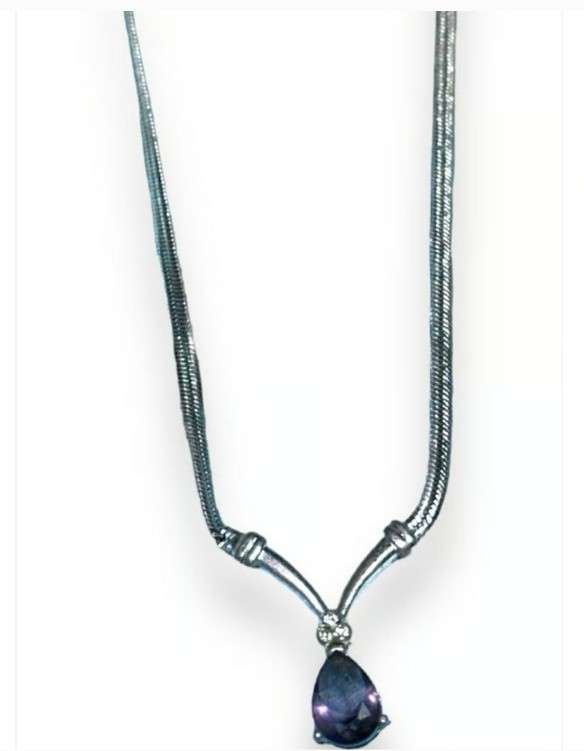 925 Elegant Silver Necklace with Blue Pendant