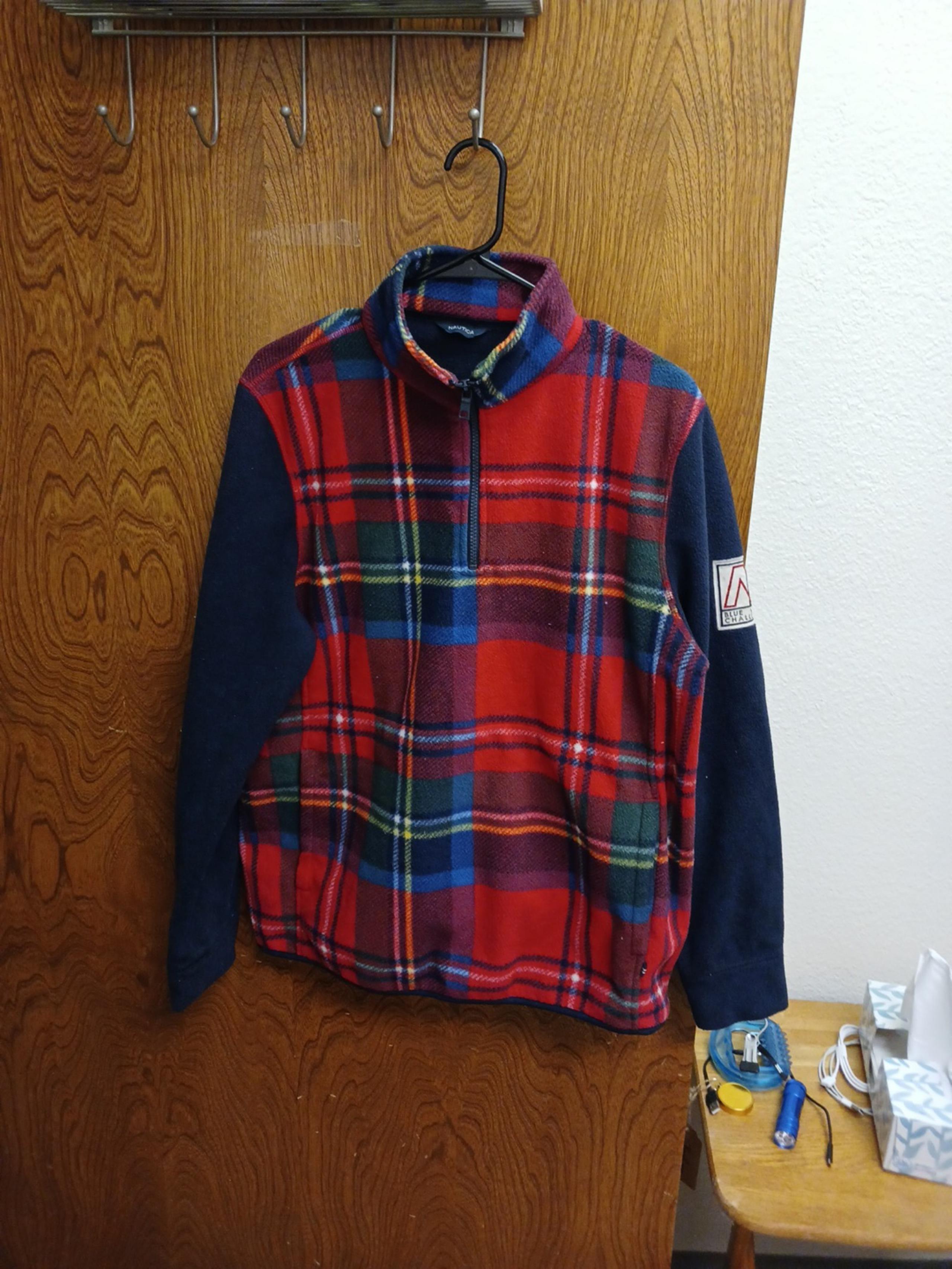 Nautica Men's Navy Red Tartan Fleece jacket
