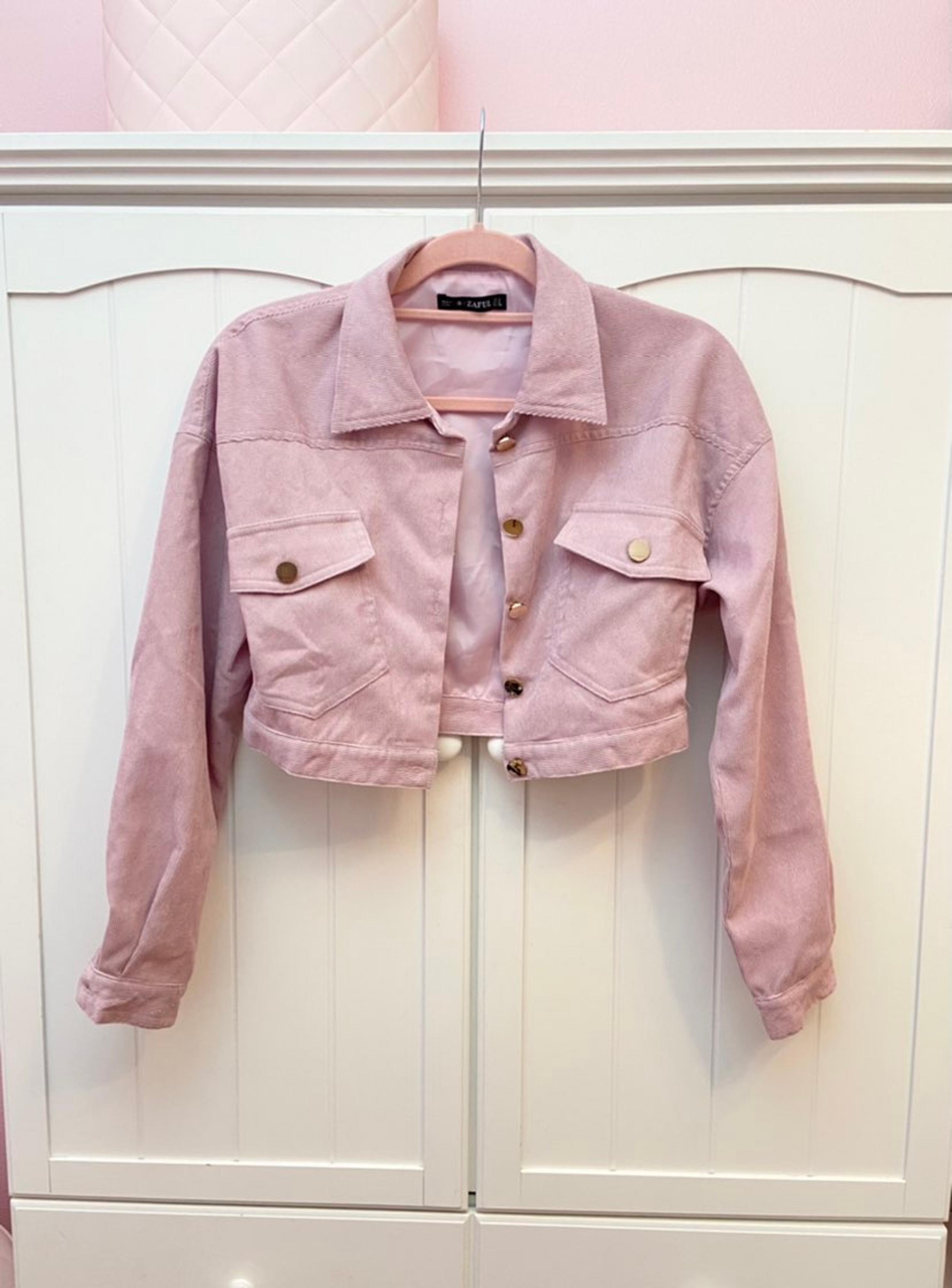 Light pink cropped corduroy jacket