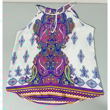 Renee C. White Pink Floral Paisley Halter Tank Top Blouse Shirt Size M ✨