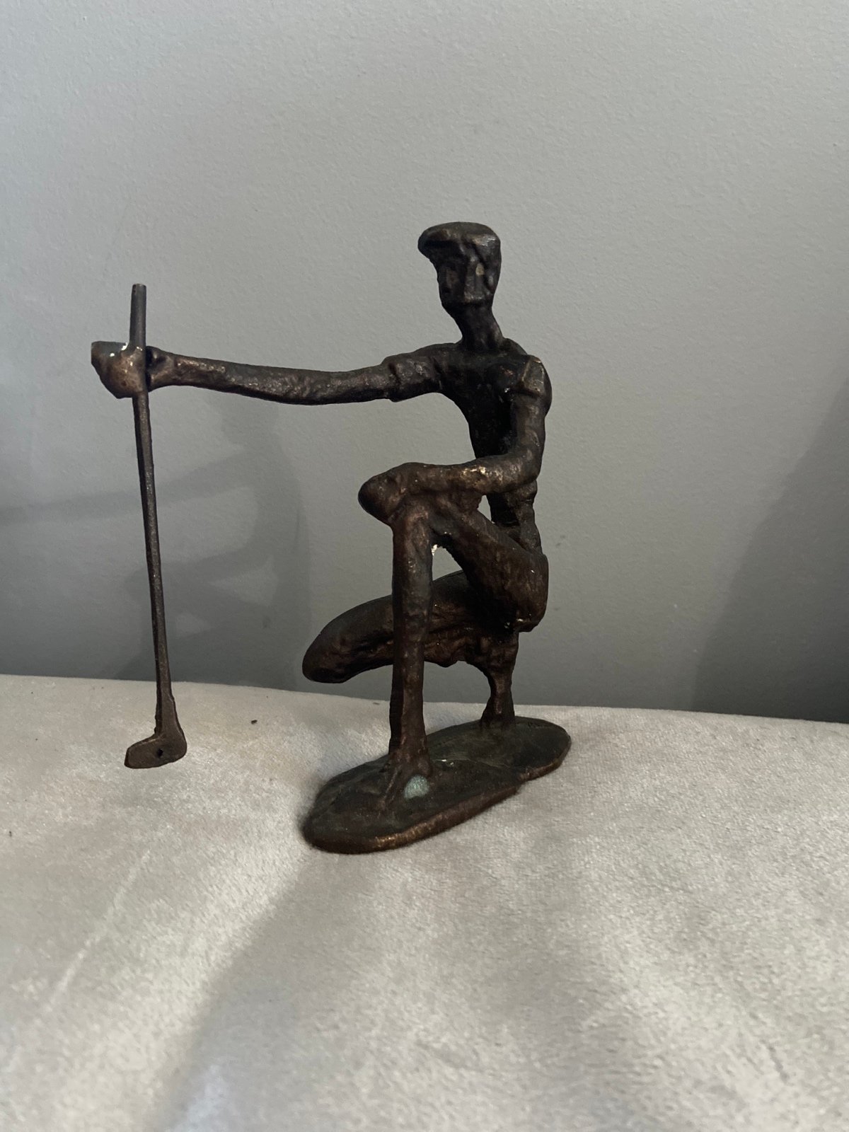 MCM Brutalist Bronze Golfer Statue