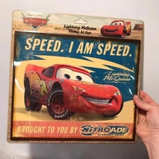 Disney CARS lightning McQueen vintage ad sign pixar