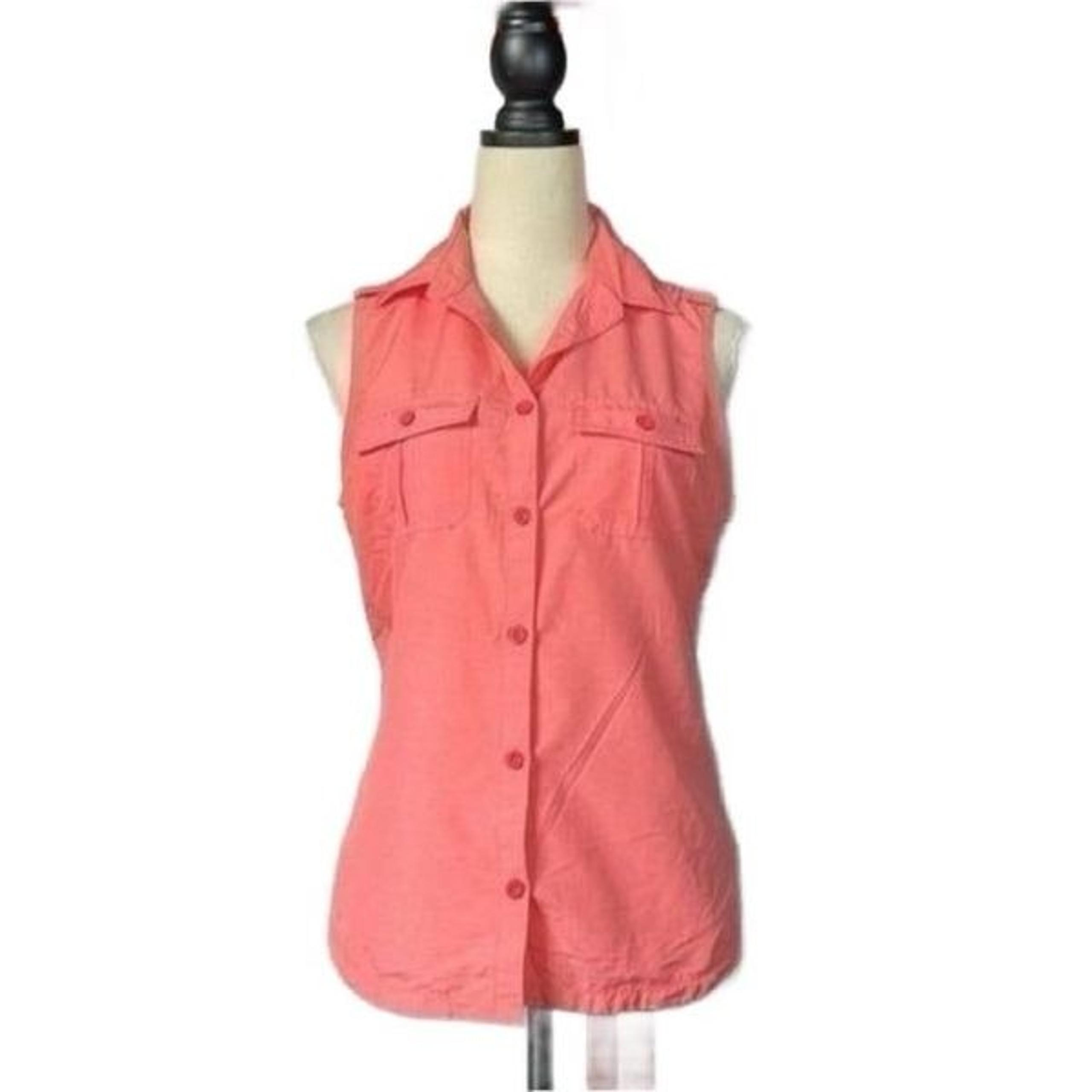 Eastern Mountain Sports Peachy Pink Button Down Collared Nylon Top (Size: Med)