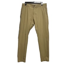 Lululemon Men’s Commission Pant Tan 34 Classic Mid Rise Tapered Flat Front