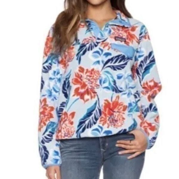 Patagonia Synchilla Hawaiian Mano Snap-T Fleece Pullover Dusk Blue RARE Limited