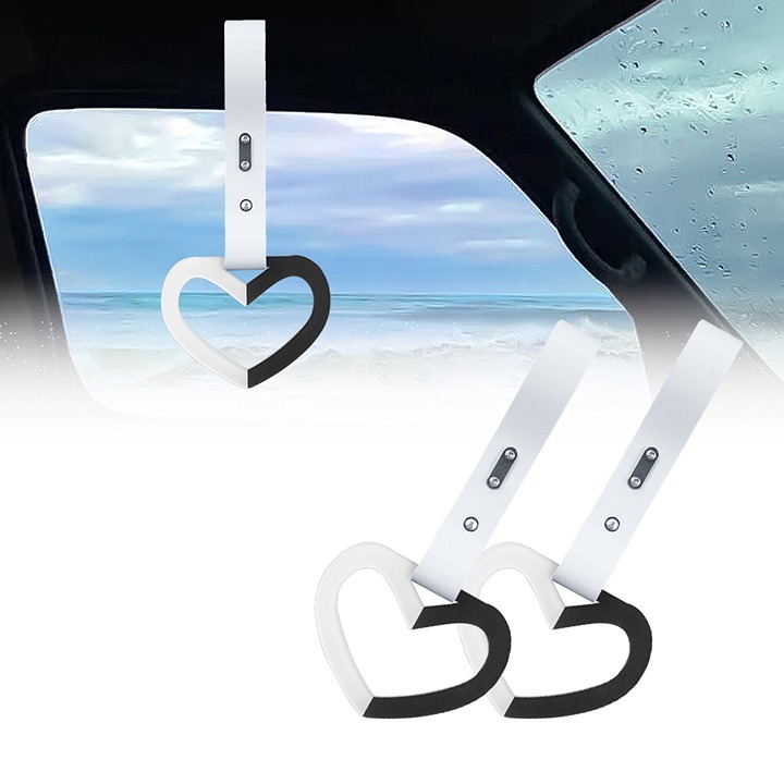 NEW 2PCS DOUBLE COLOR HEART JDM TSURIKAWA RING White Handle Strap Drift Charm