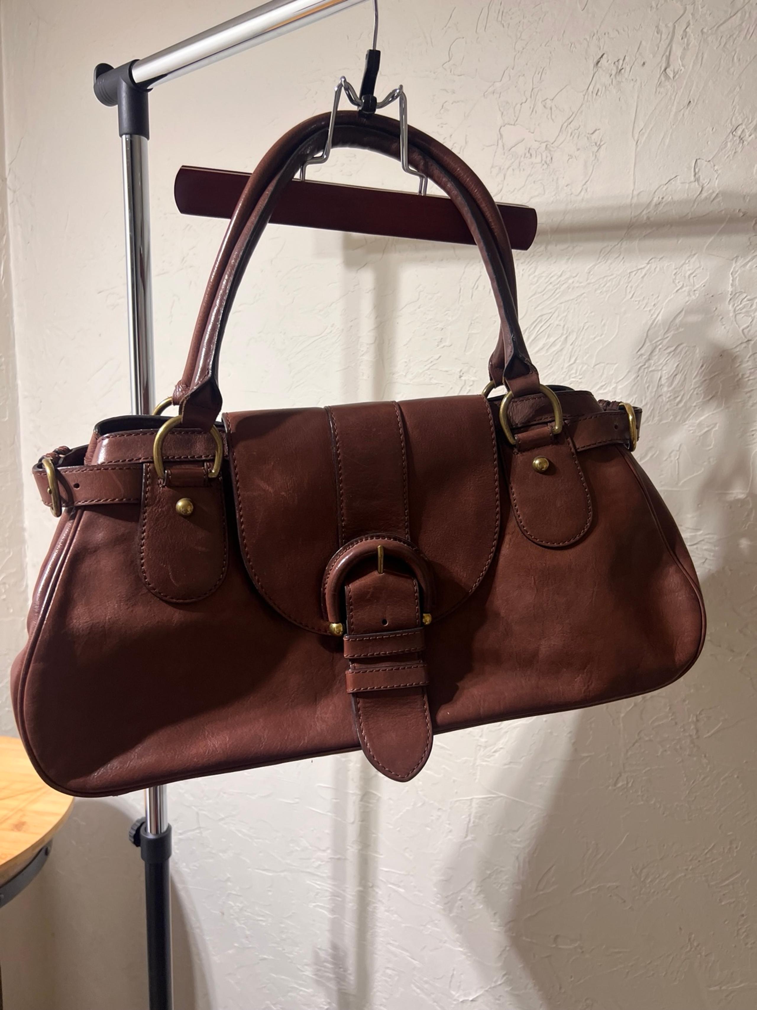 EUC large leather dark brown Banana Republic satchel