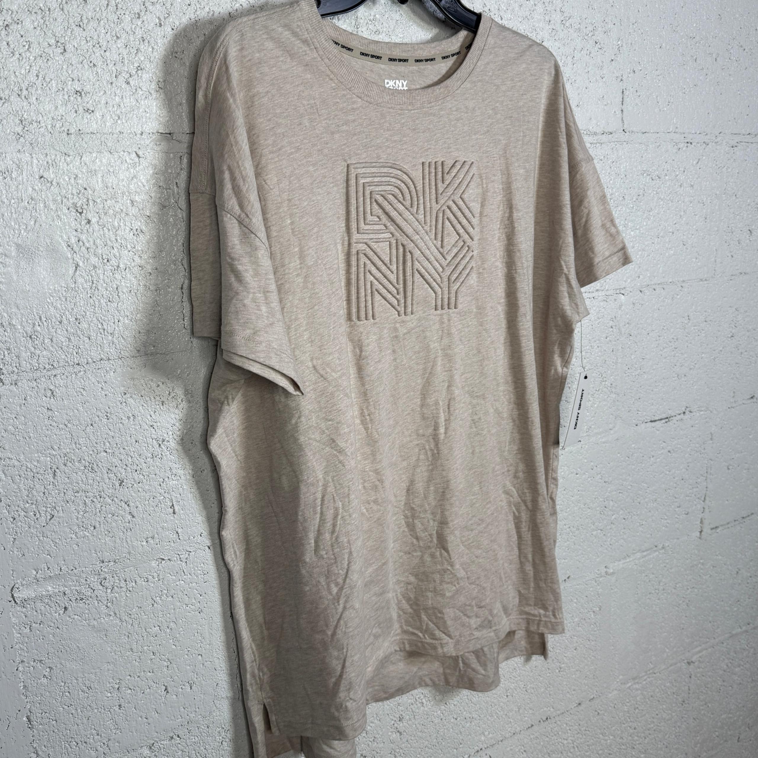 DKNY Sport Women's Cotton Embossed Logo High-Low T-Shirt Cortado Heather XL